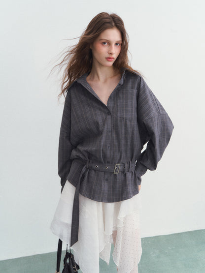 Belt Long-Sleeve Loose Shirt SPY0027