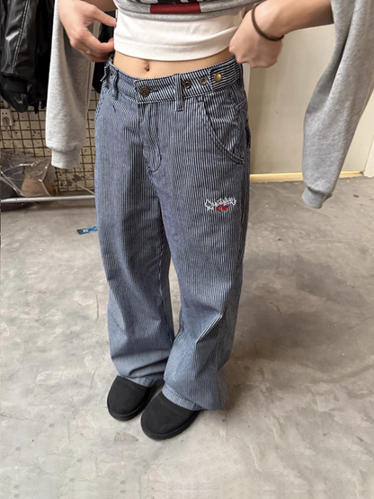 Embroidered Casual Stripe Jeans CYE0026