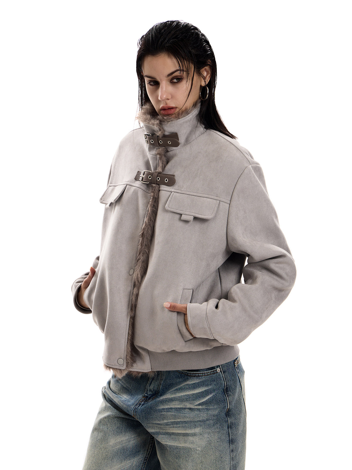 Suede Stand Collar Eagle Jacket  ZTS0020
