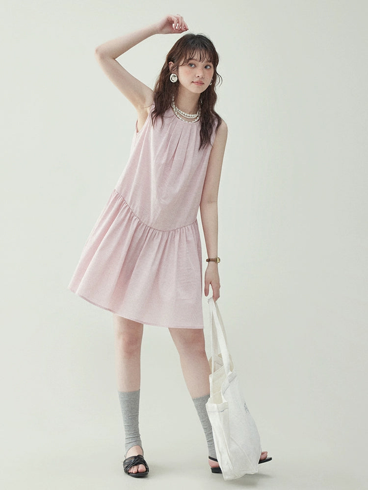 Pink Striped Sleeveless Dress AMU0020