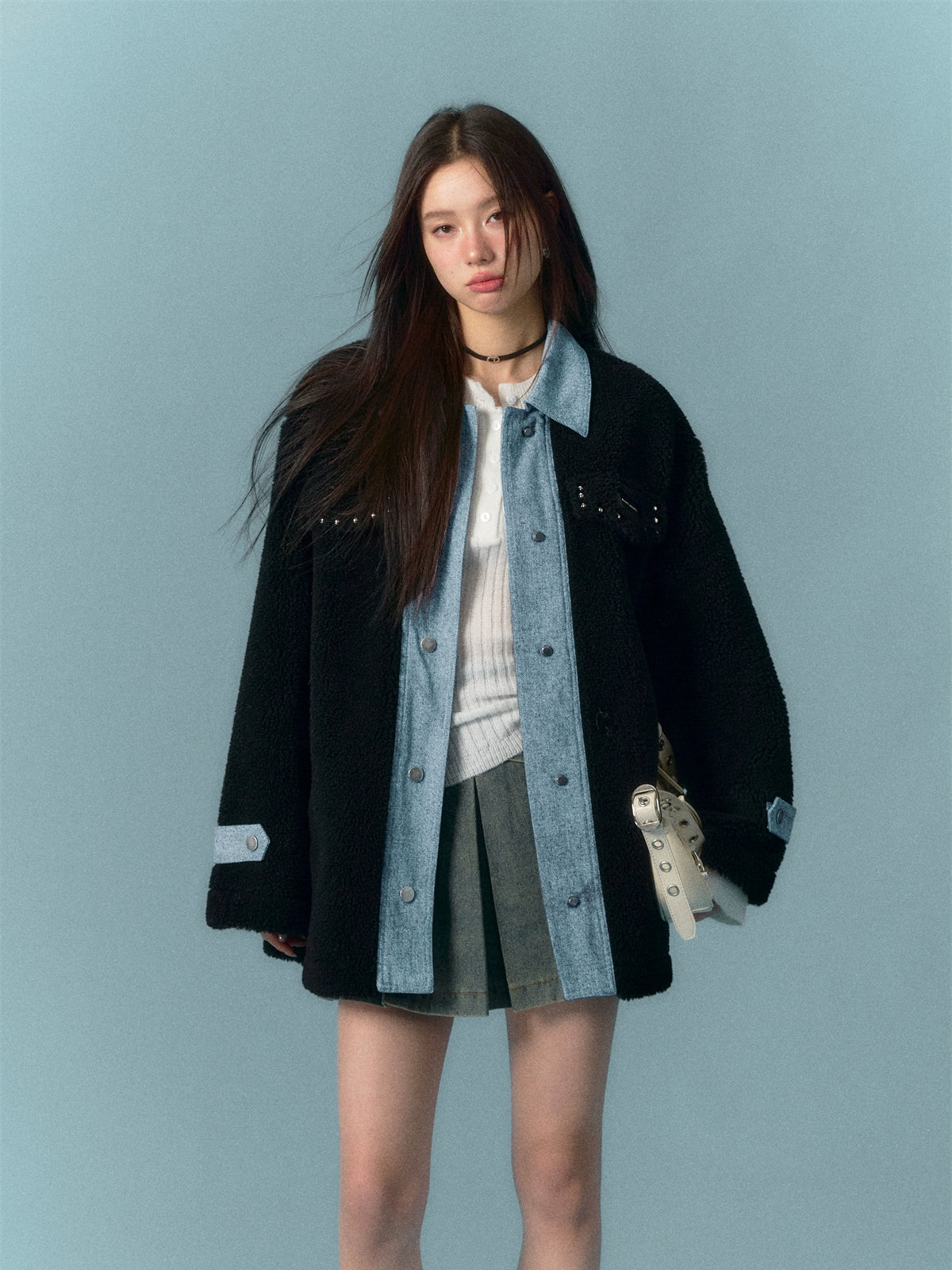 Denim Shearling Casual Coat  ASG0050