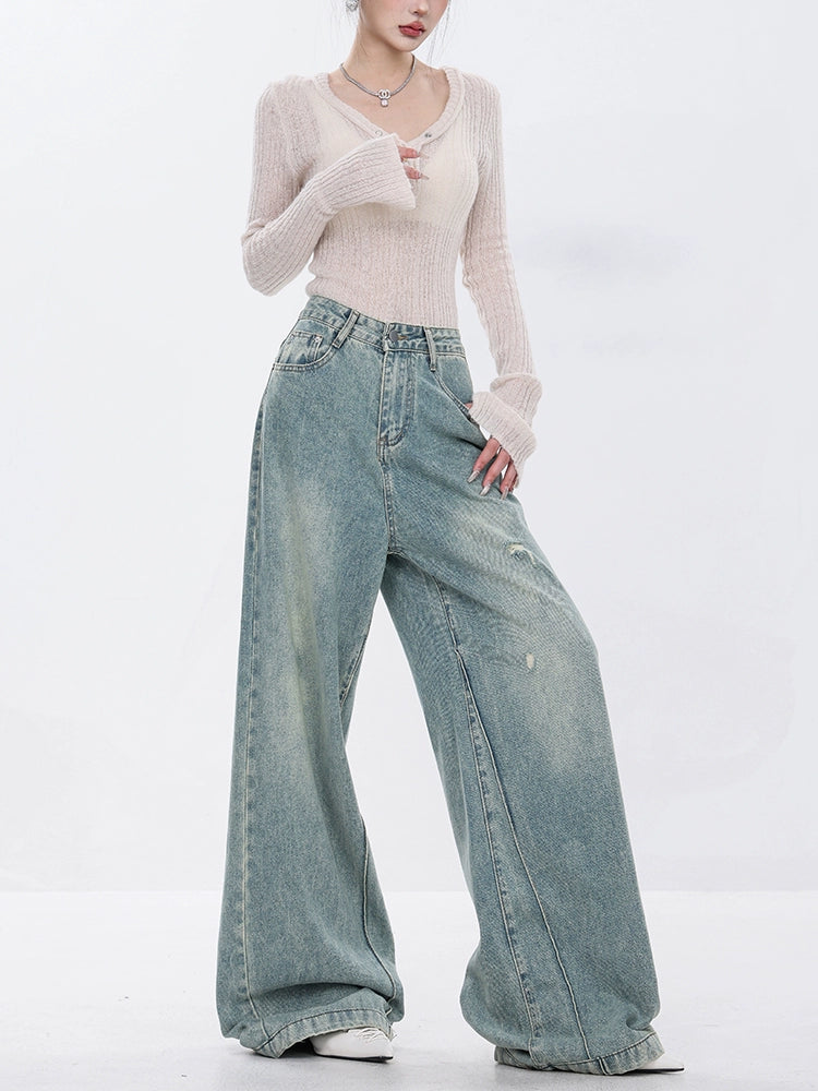 High Waisted Wide Leg Denim Pants ABW0017