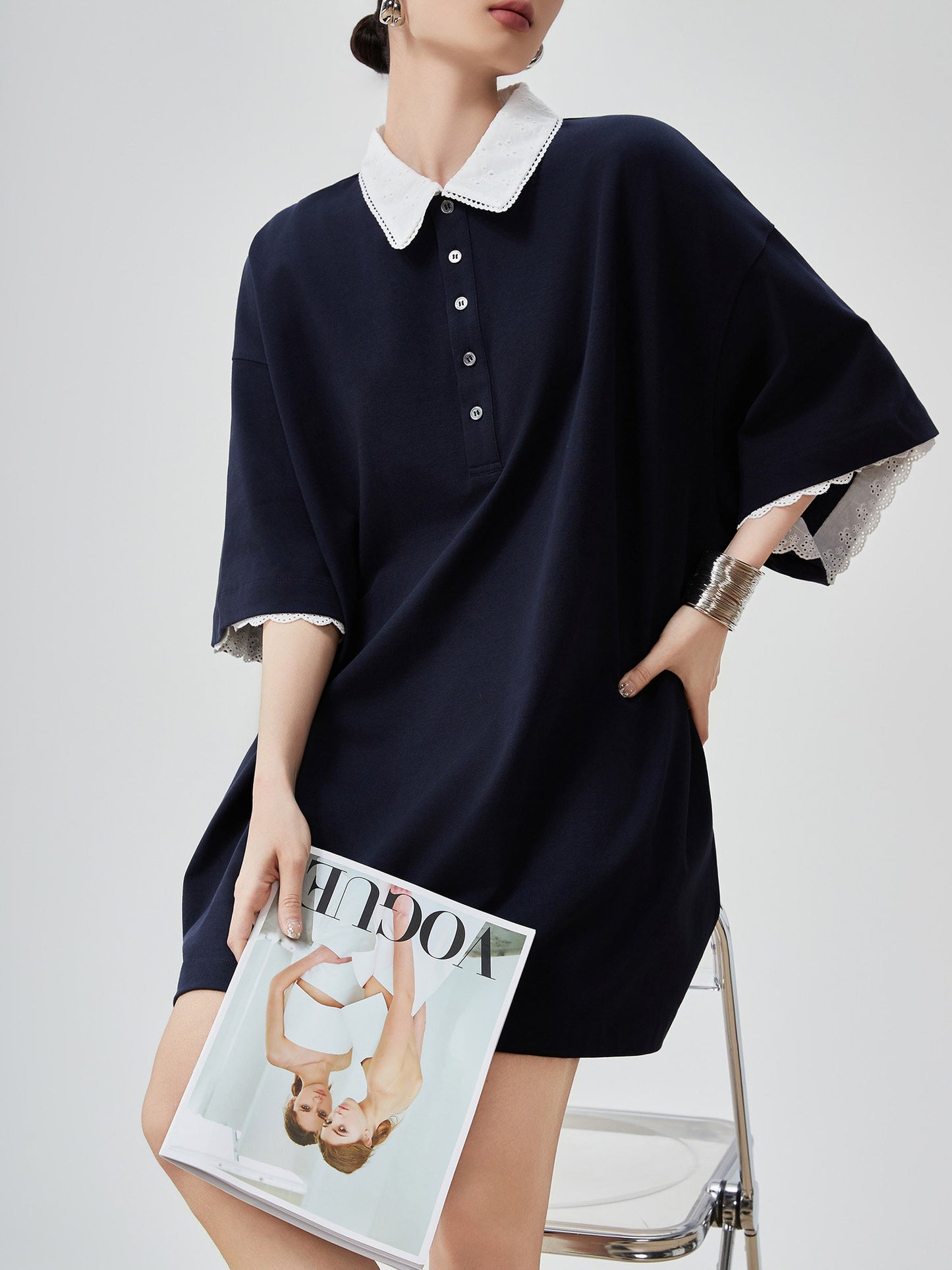 Two-Tone Polo Shirt Dress FER0226