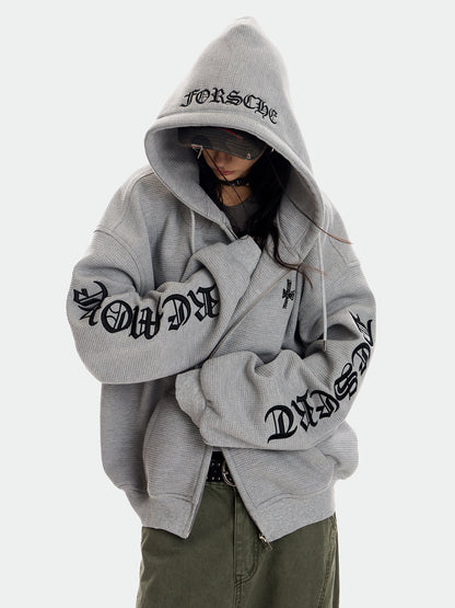 Waffle Knit Hoodie Zip-up Jacket ZTS0016