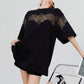 Lace Docking Oversized Tunic T-Shirt FER0228
