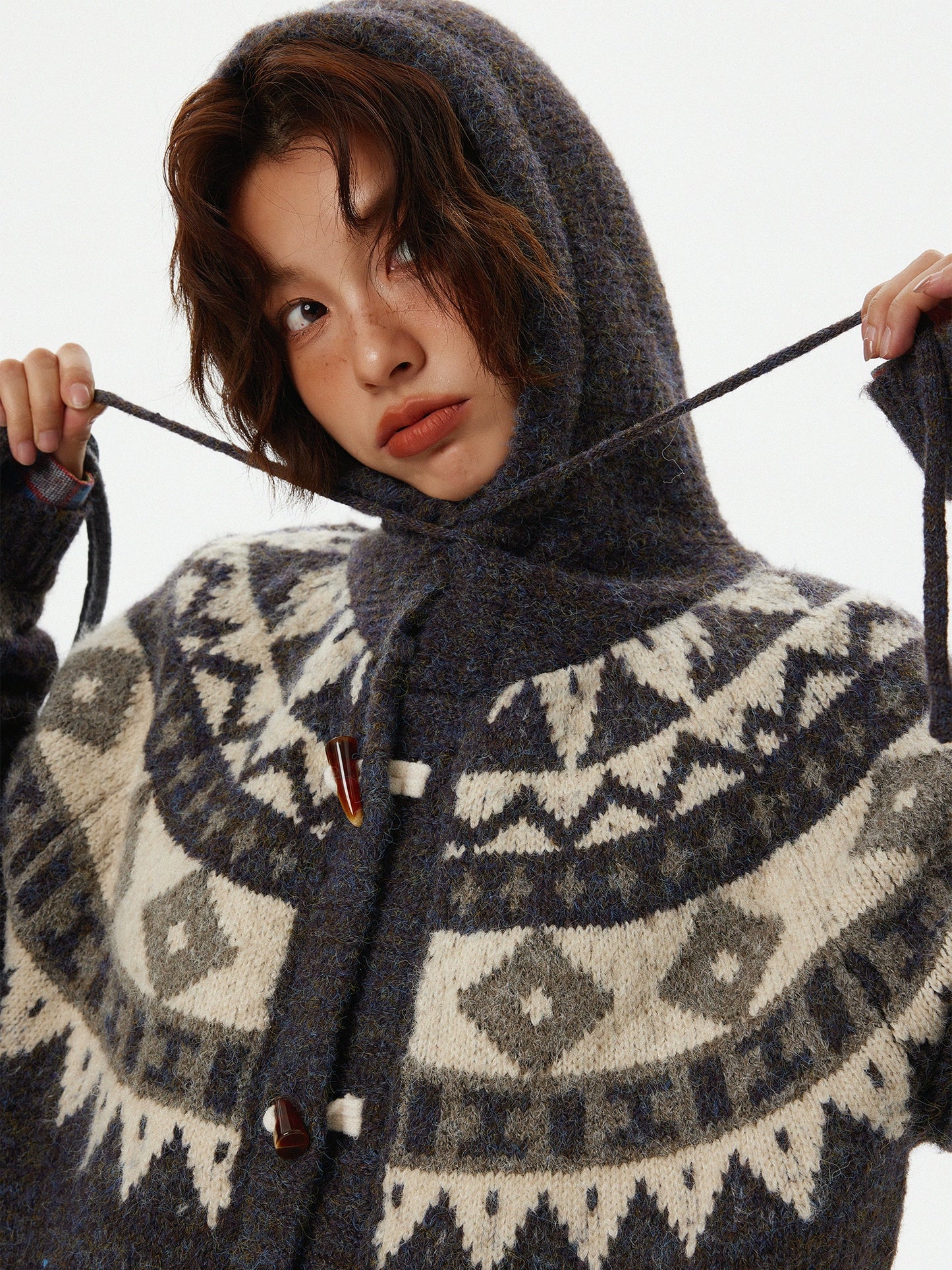 Nordic Duffle Button Knit Cardigan HGX0039