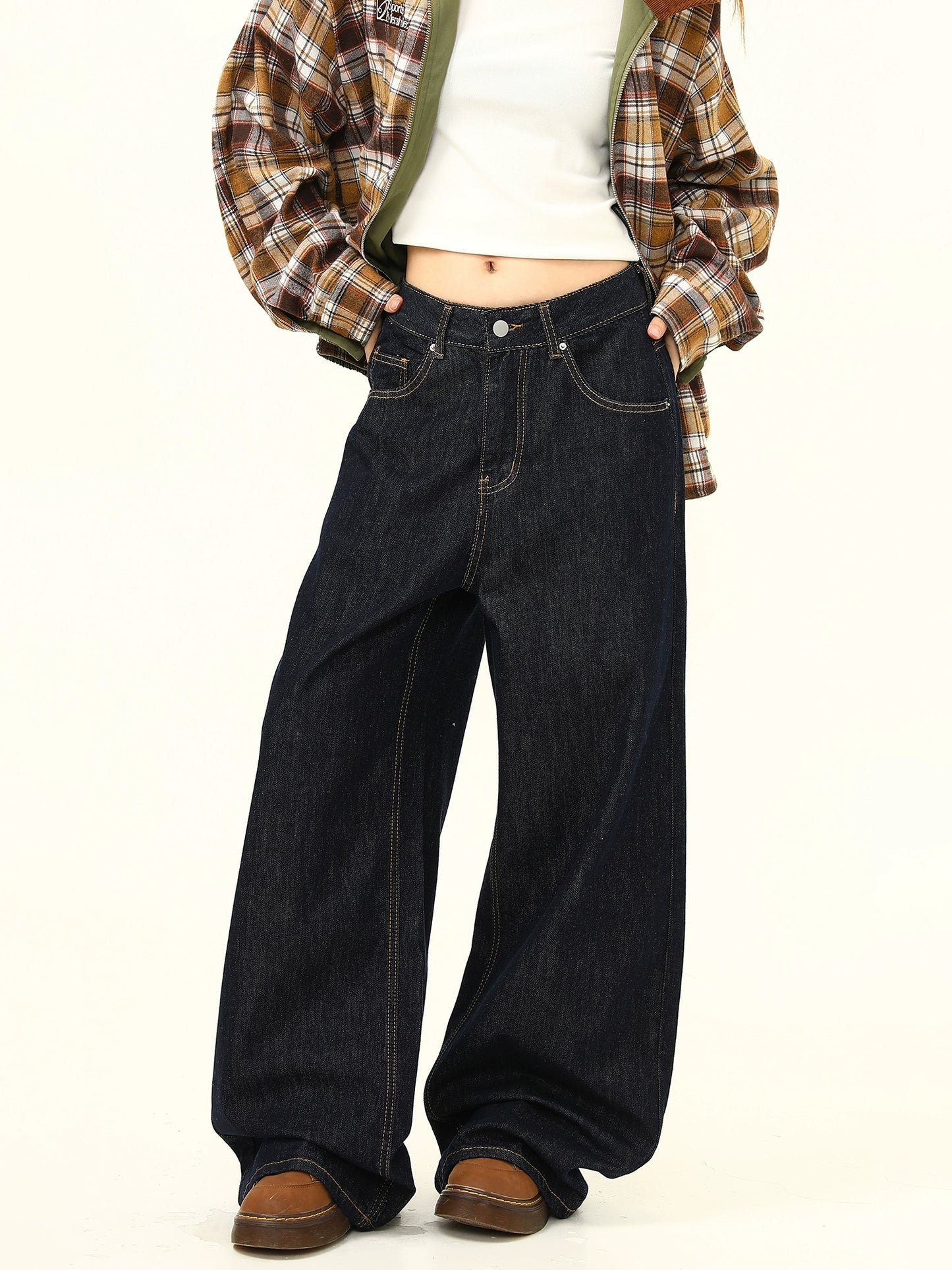 Loose Wide Curve Denim Pants WDZ0032