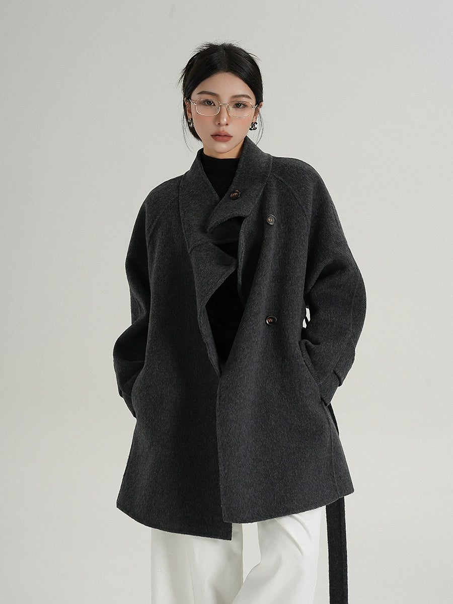 Half Turtleneck Black Coat SRS0320