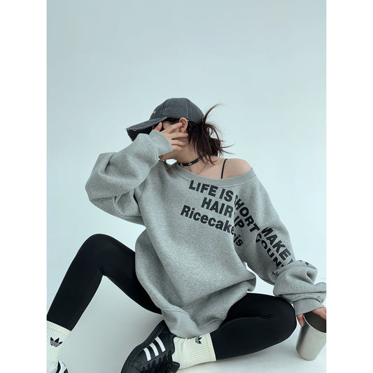 Off Shoulder Scoop Neck Sweatshirt YLS0431