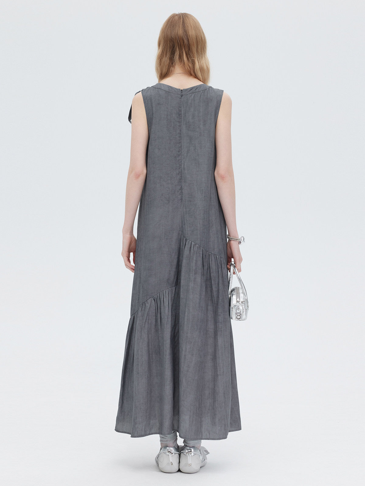 Twill Texture Switch Gather Dress SHN0043
