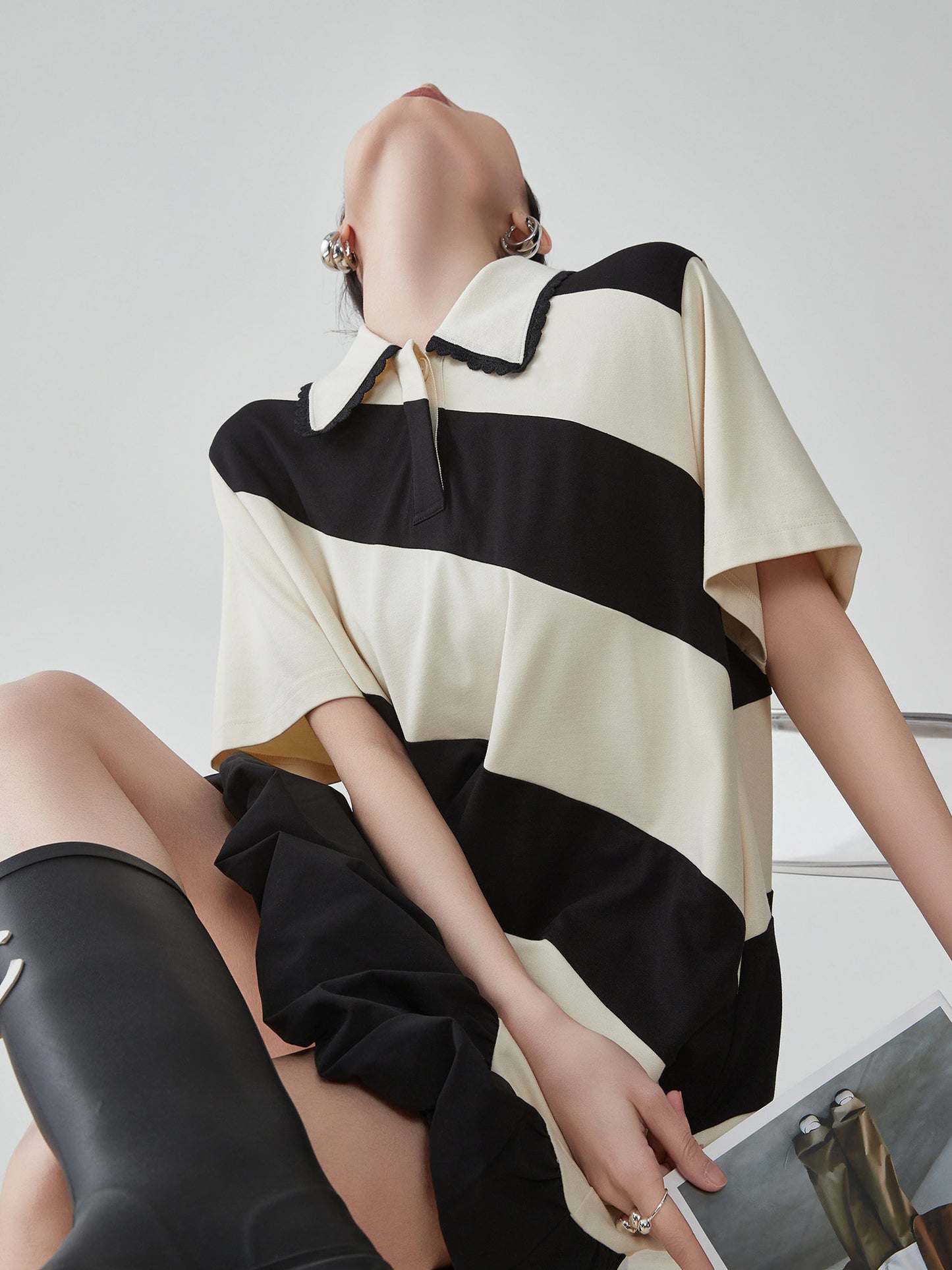 Polo Collar Color-Blocking Dress FER0112