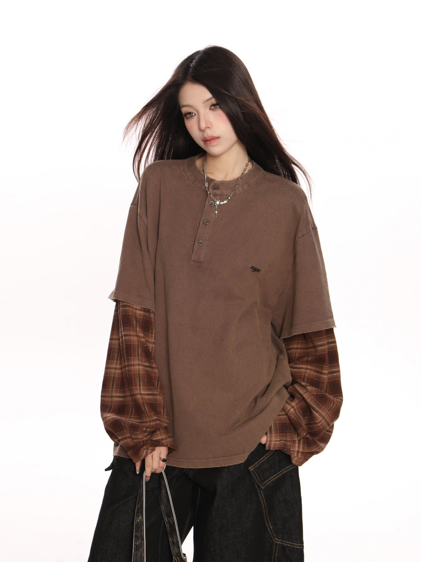 Plaid Two-Piece Long Sleeve T-Shirt BGS0046