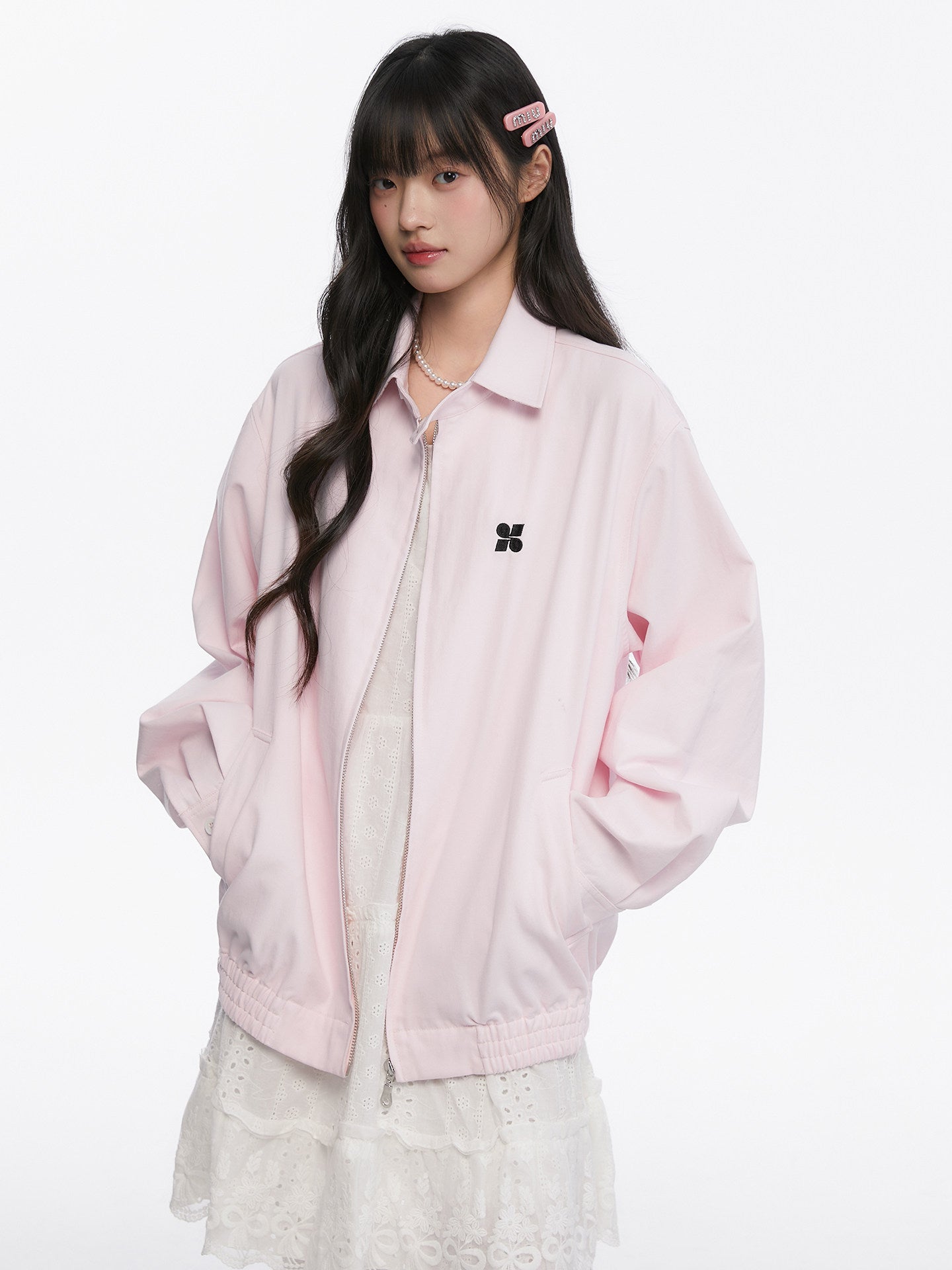 Pink Casual Polo Collar Jacket KIP0001