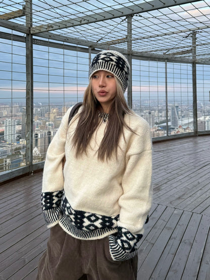 Crew Neck Jacquard Knit CYE0059