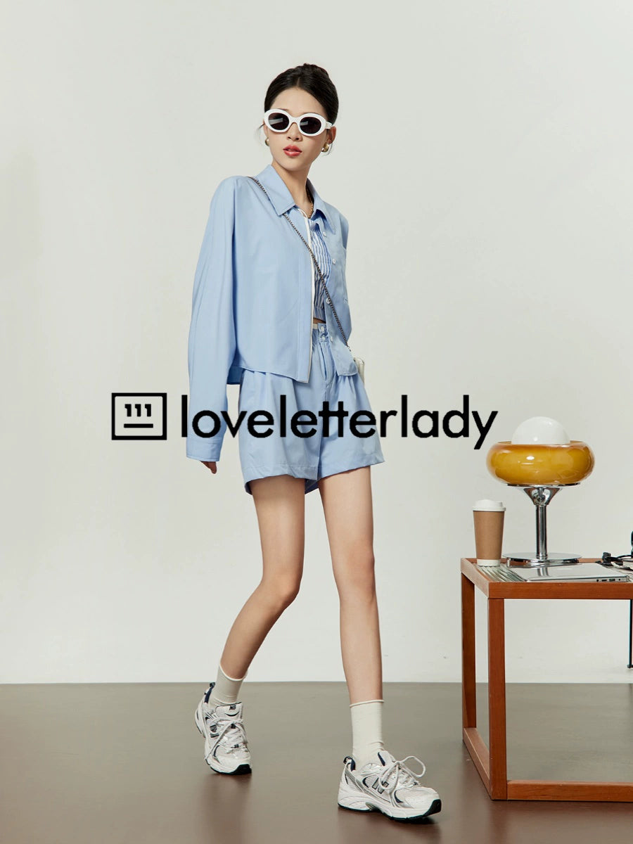 Blue Cropped Shirt / Vest / Shorts LLA0041