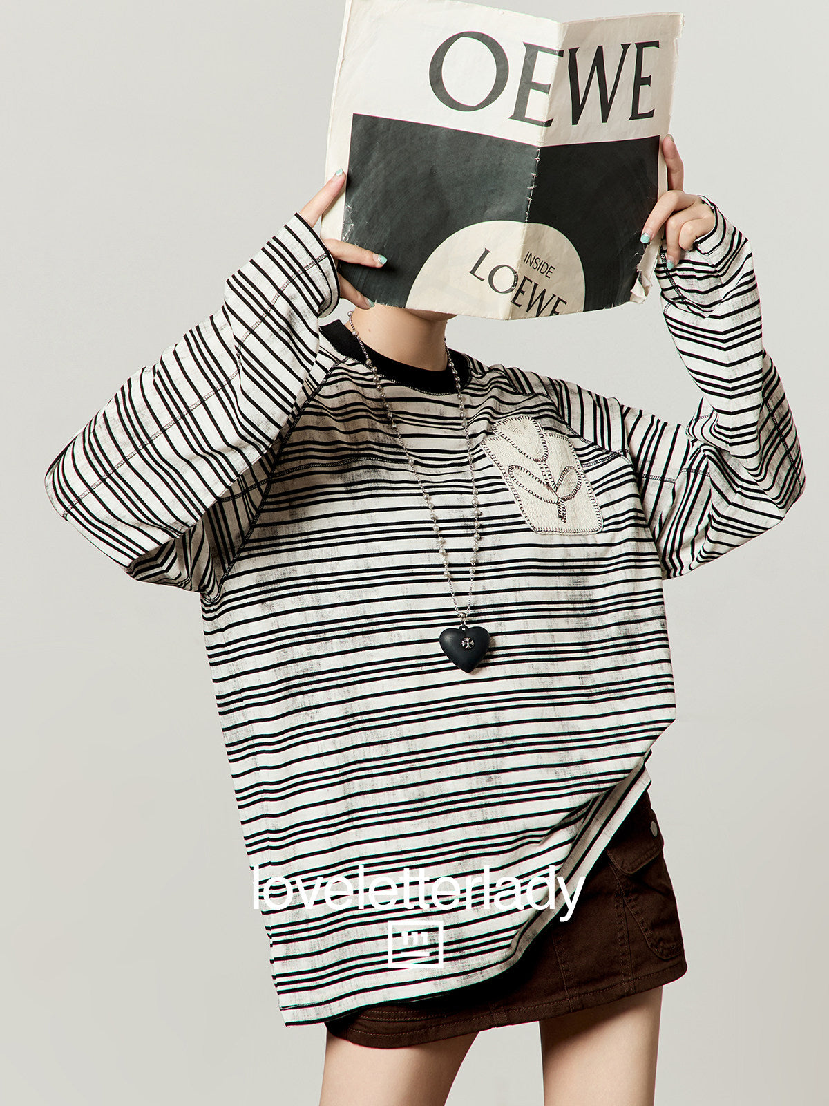 White Striped Long-Sleeve T-Shirt LLA0656