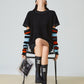 Black Striped Patchwork Knit FER0033