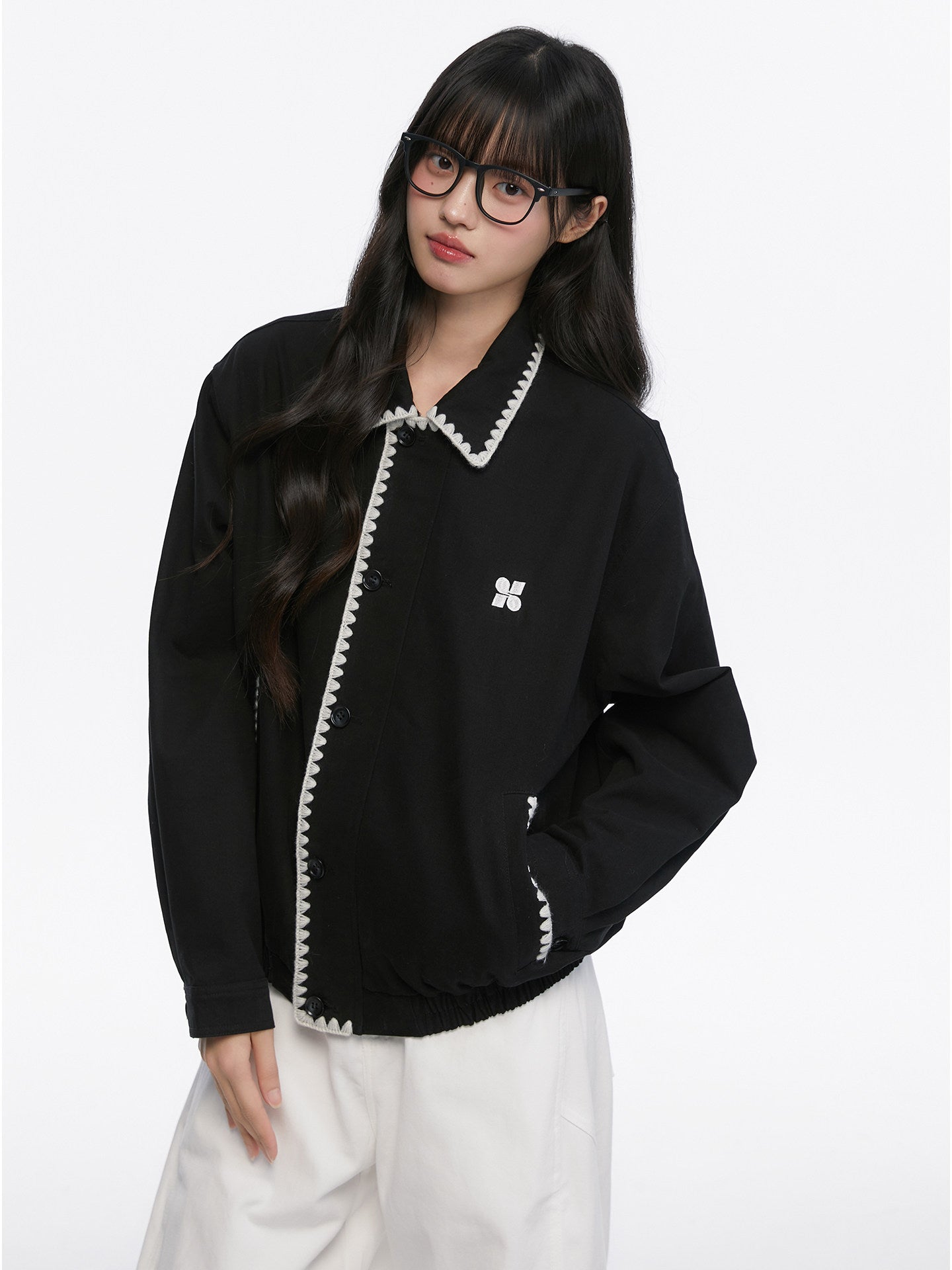 Shell Embroidered Harrington Jacket KIP0004