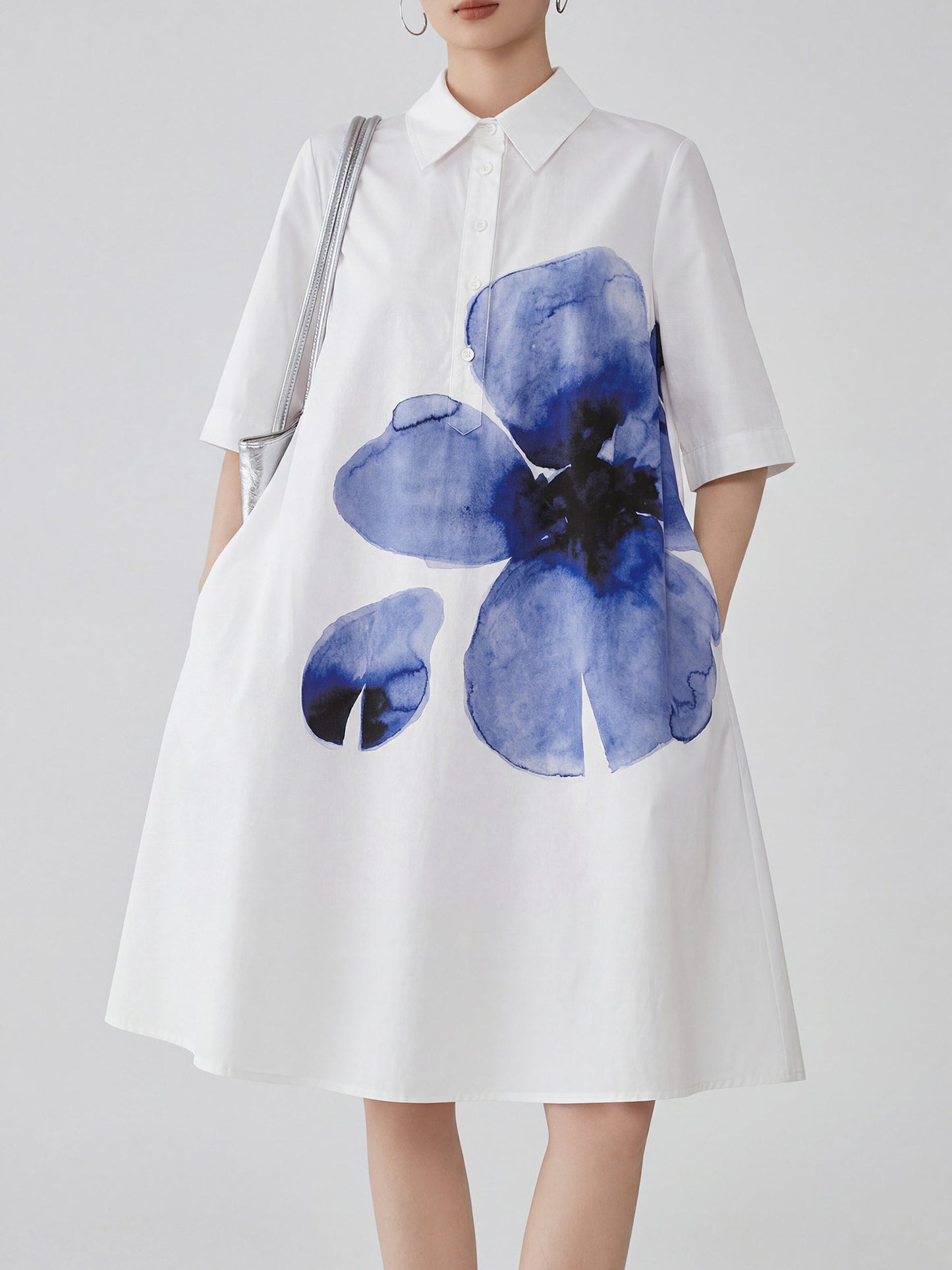 Watercolor Print Shirt Dress FER0343