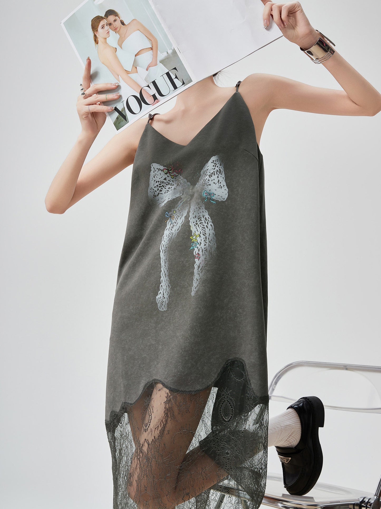 Lace Spliced Camisole Dress FER0074