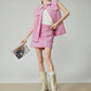 Rose Pink Denim Vest / Mini Skirt FER0011