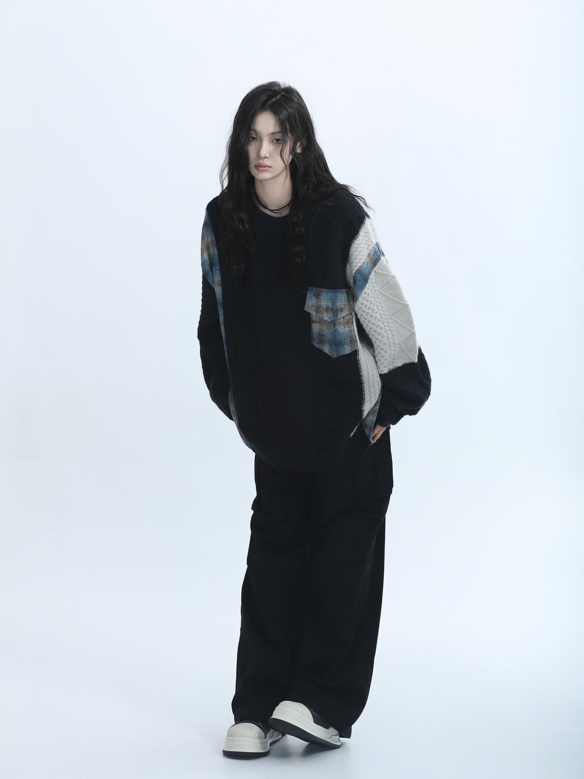 Docking Patchwork Knit Sweater WLS0013
