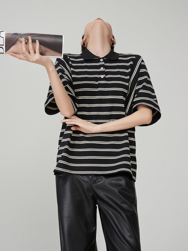 Striped Oversized Polo Shirt FER0244