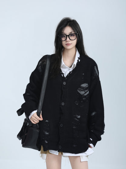 Distressed Knit Cardigan WLS0005