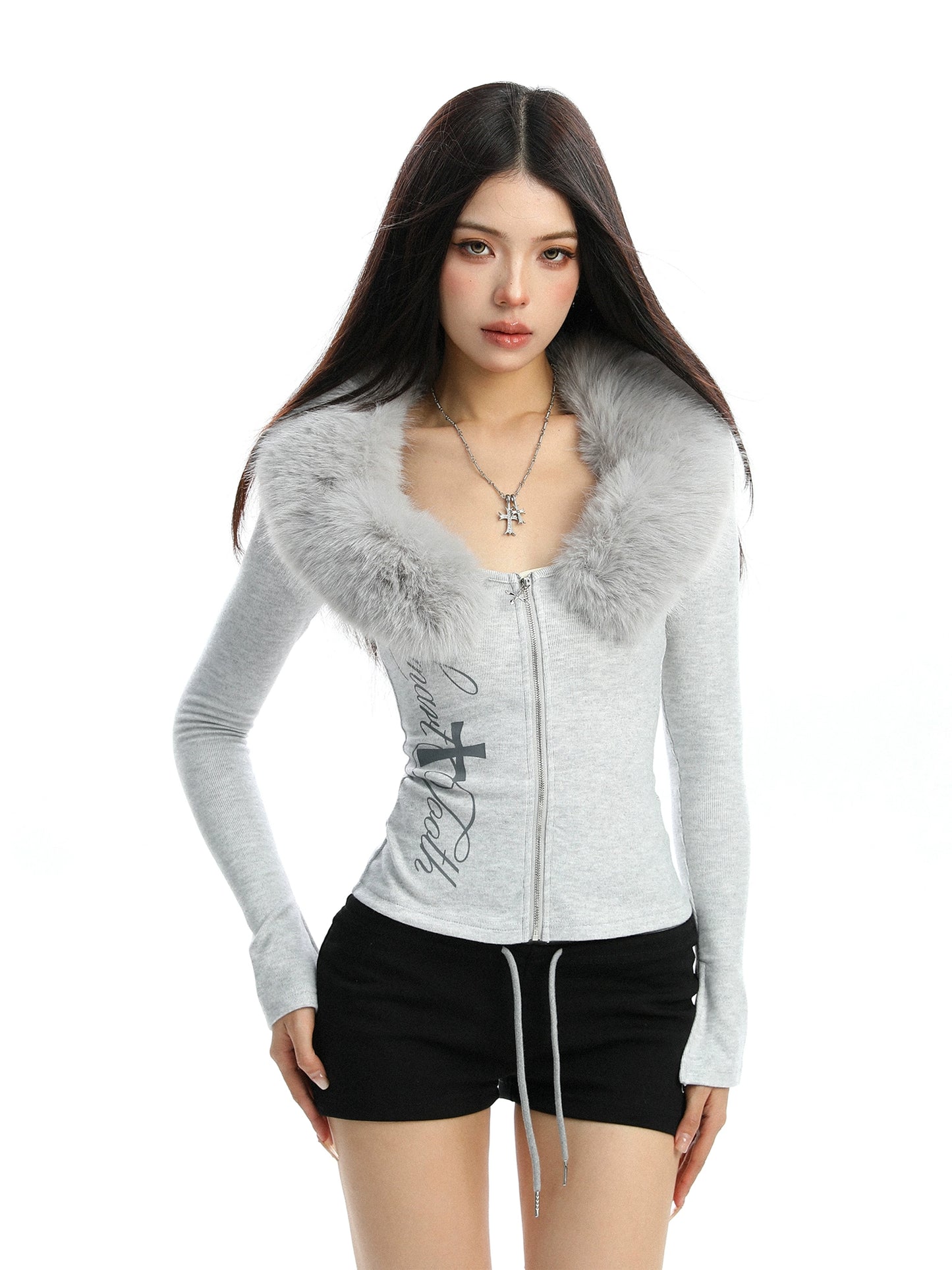 Fur Design Zip Knit BGS0038