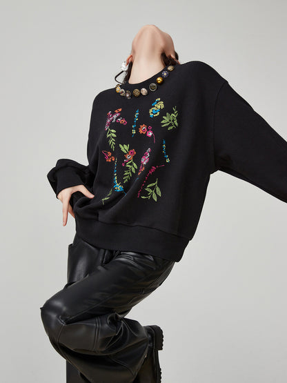 Crew Neck Embroidered Top FER0154