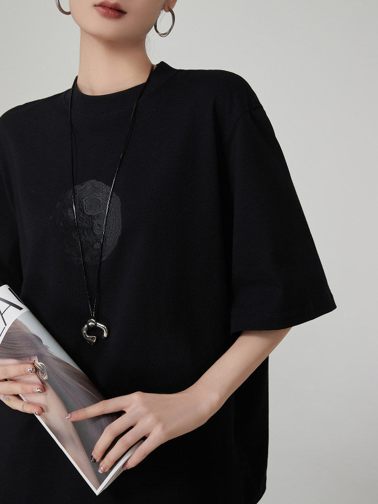 Moon Print Short Sleeve T-Shirt FER0166