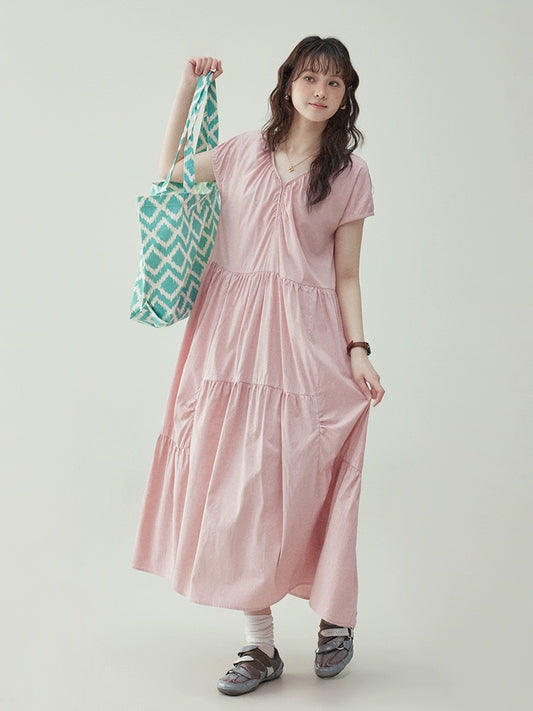 Tiered Flare Long Dress AMU0015