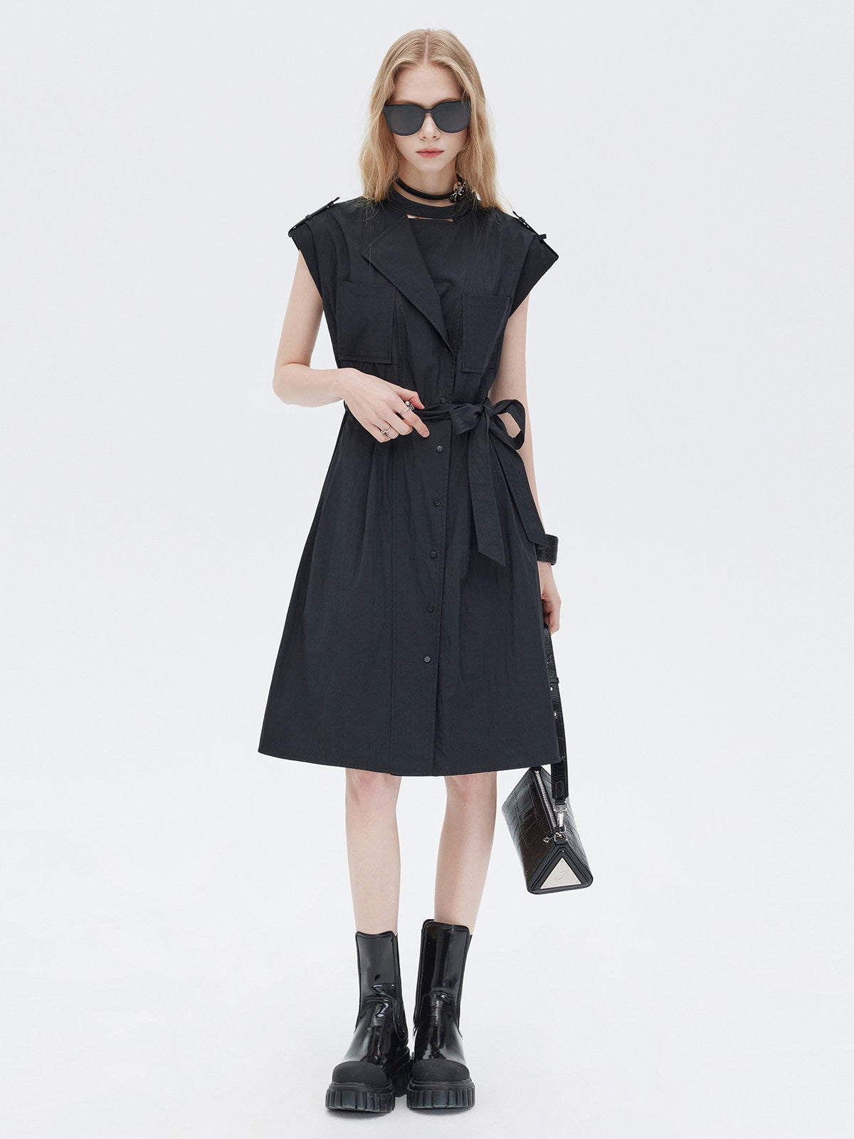 Trench Coat-Style Shirt Dress SHN0055