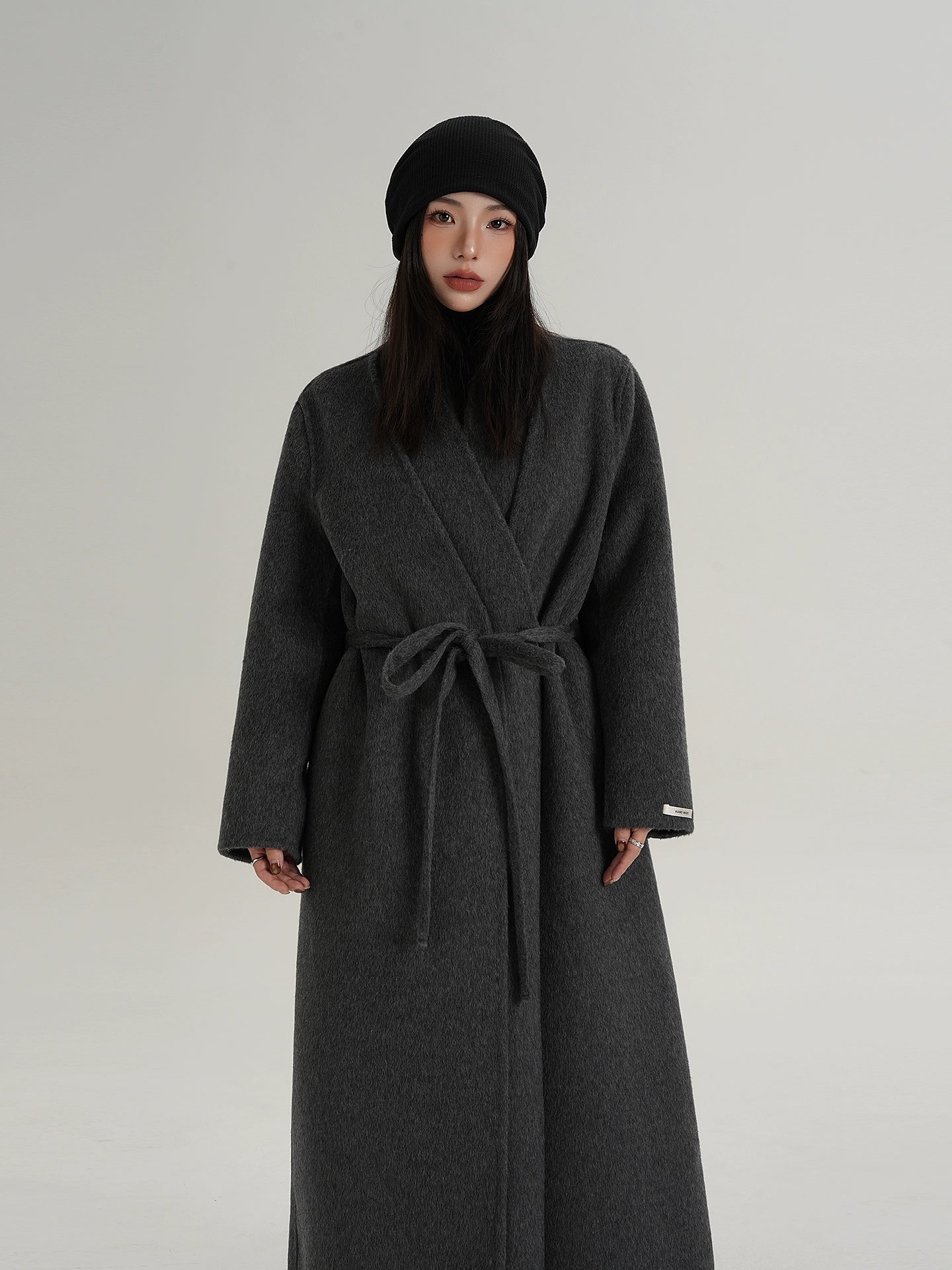 V-Neck Wool Long Coat SRS0387