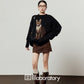 Cat Print Knit Top/Leopard Print Mini Skirt LLA0623