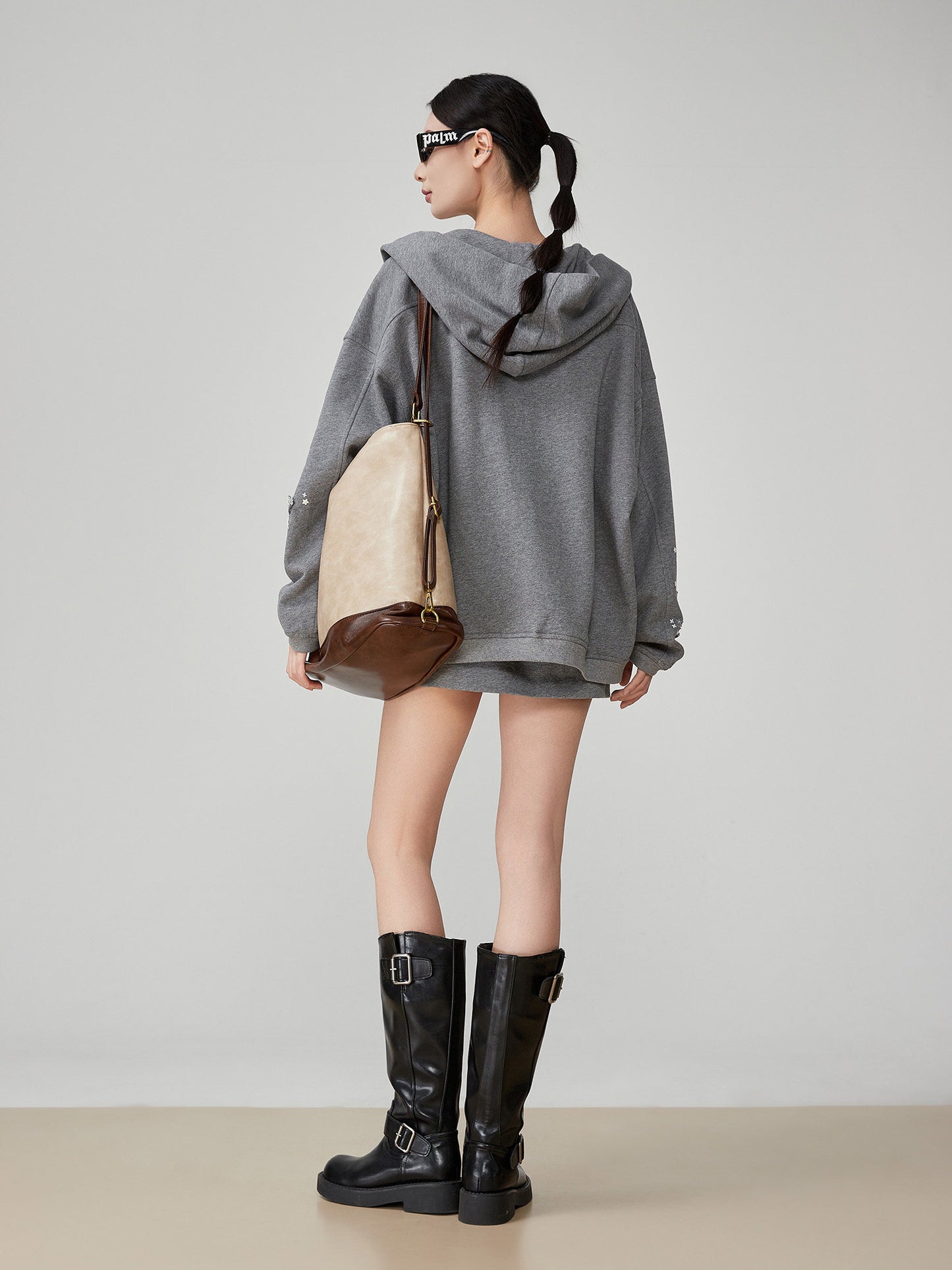 Flower Handmade Zip-Up Hoodie / Camisole / Mini Skirt FER0052