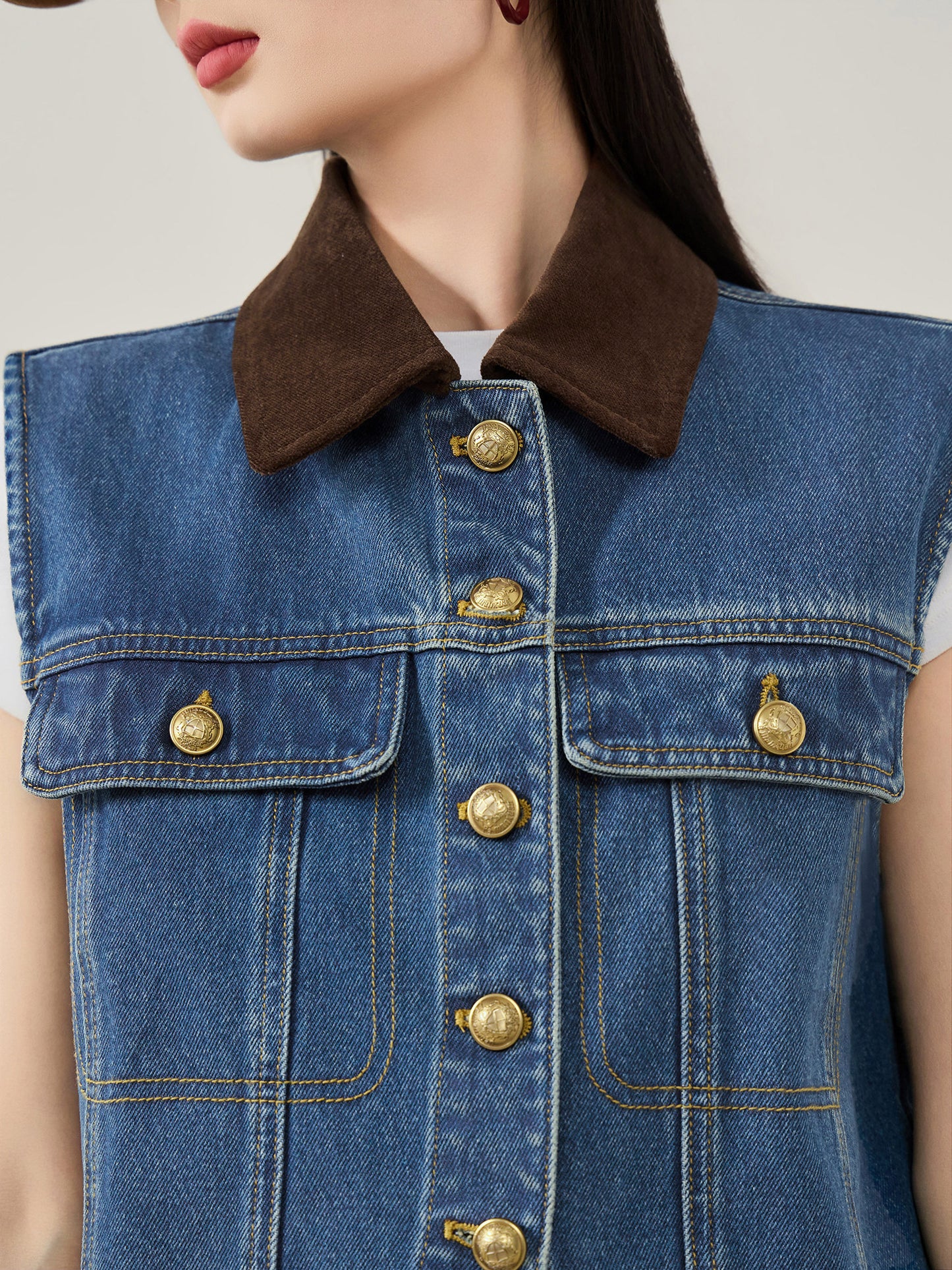 Retro Denim Vest / Denim Mini Skirt FER0079