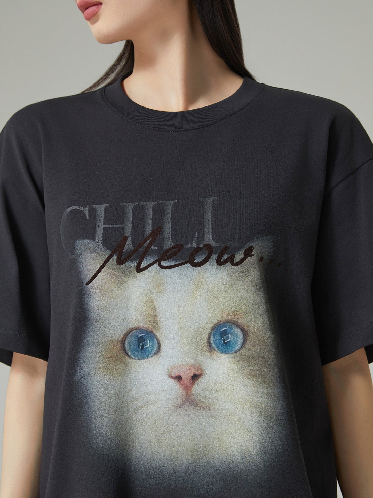 Cat Print T-Shirt Dress FER0284