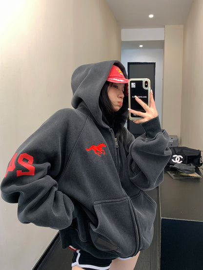 Vintage Loose Zip Hoodie YLS0928