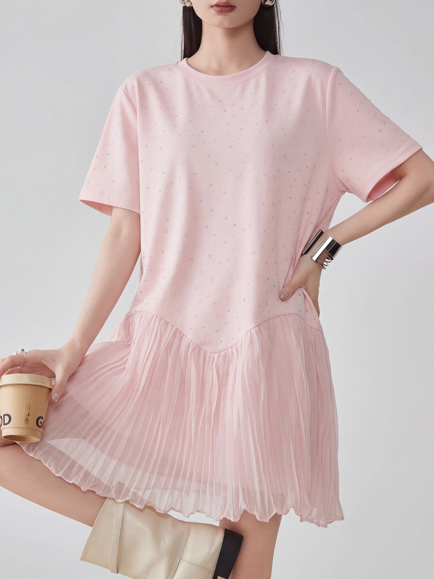 Pleated Docking Mini Dress FER0235