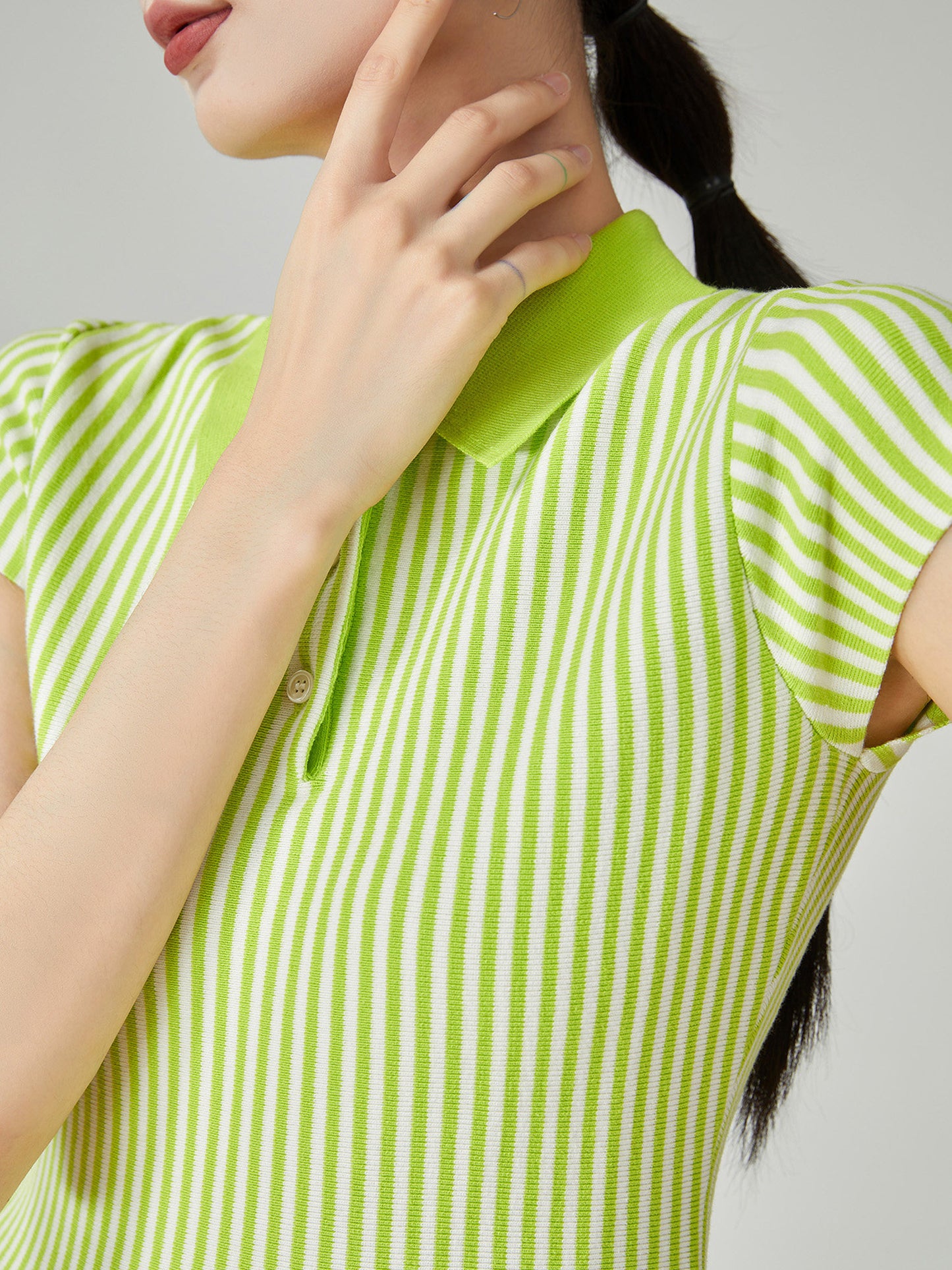 Green Striped Flare Mini Dress FER0081