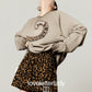 Vintage Printed Long-Sleeve T-Shirt / Leopard Skirt LLA0663