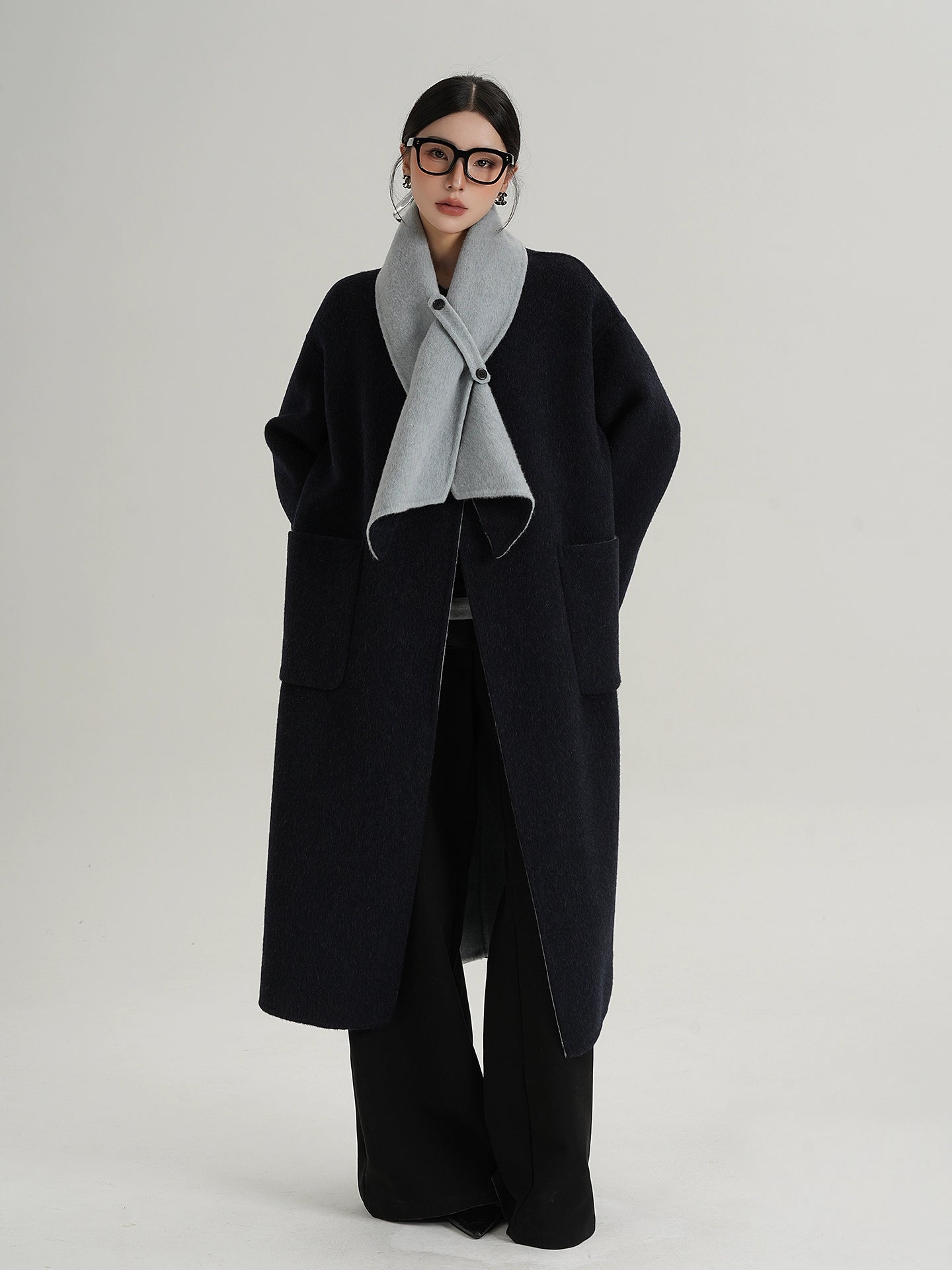Scarf Collarless Coat SRS0412