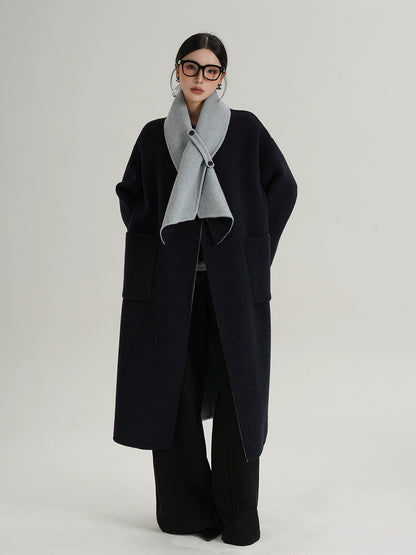 Scarf Collarless Coat SRS0412