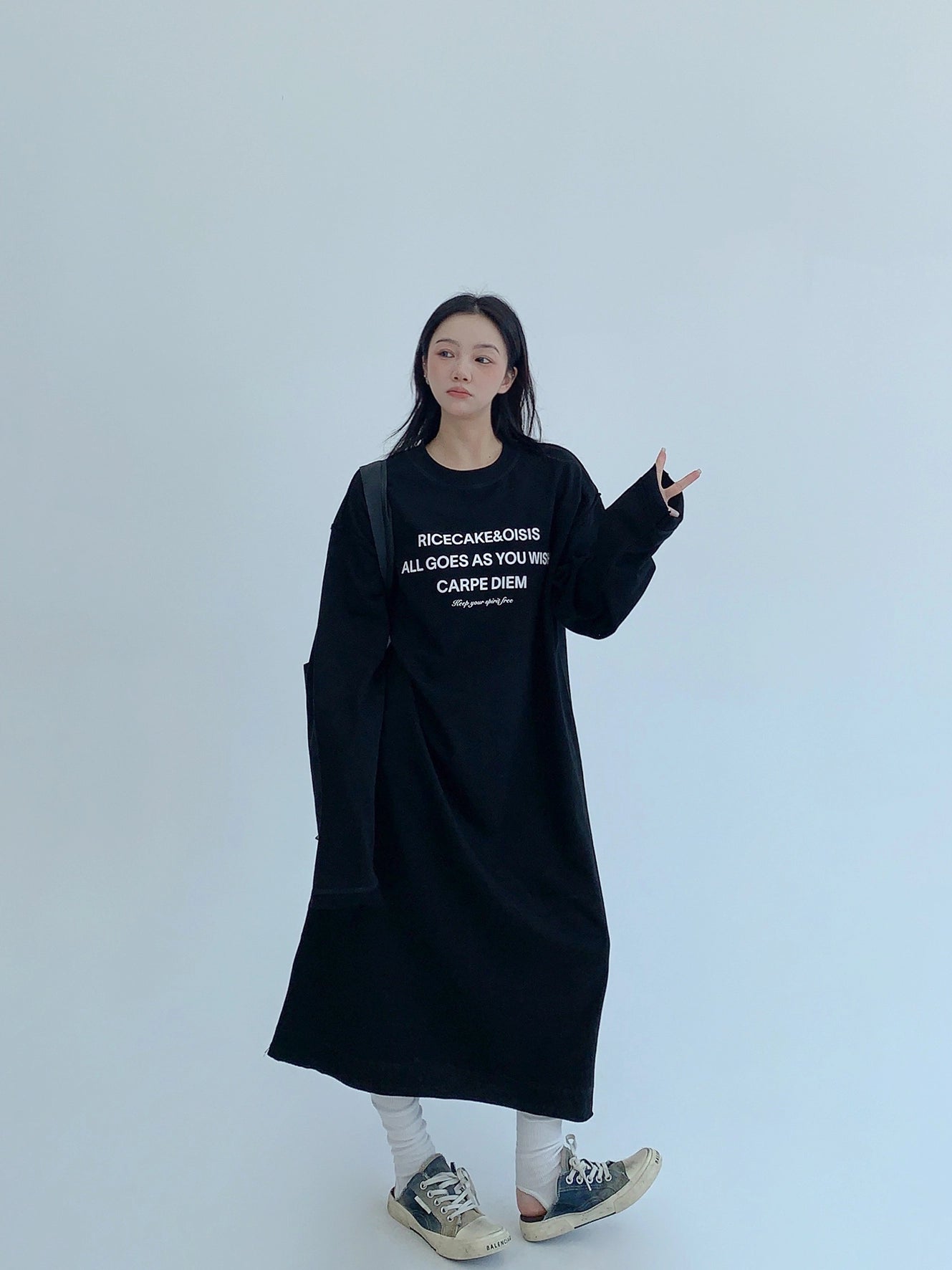 Logo Print Oversized Dress YLS0931
