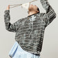 Black Striped 3D Blue Flower T-Shirt / Balloon Mini Skirt LLA0660