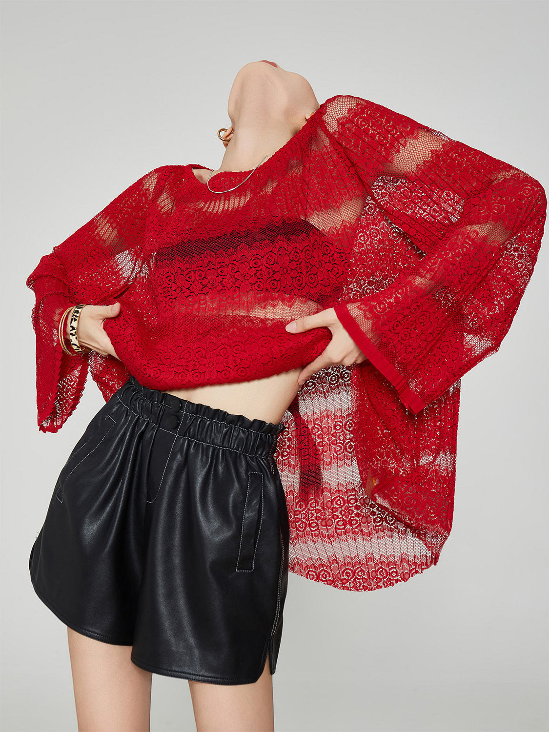 Multi-Border Openwork Oversized Knit FER0364