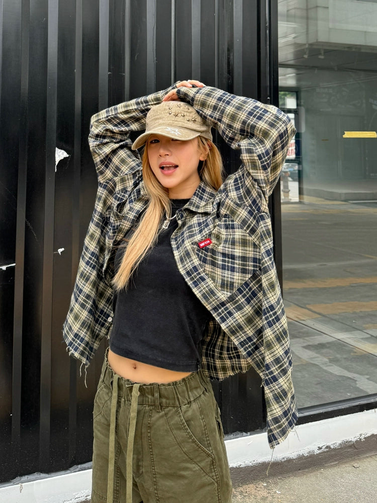 Retro Checkered Long Sleeve Shirt CYE0015
