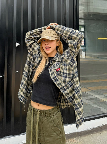 Retro Checkered Long Sleeve Shirt CYE0015