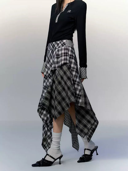 Paid Asymmetrical Long Skirt PUC0013